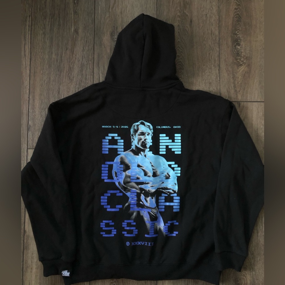 Black Graphic Hoodie with Arnold Classic 2026 Print